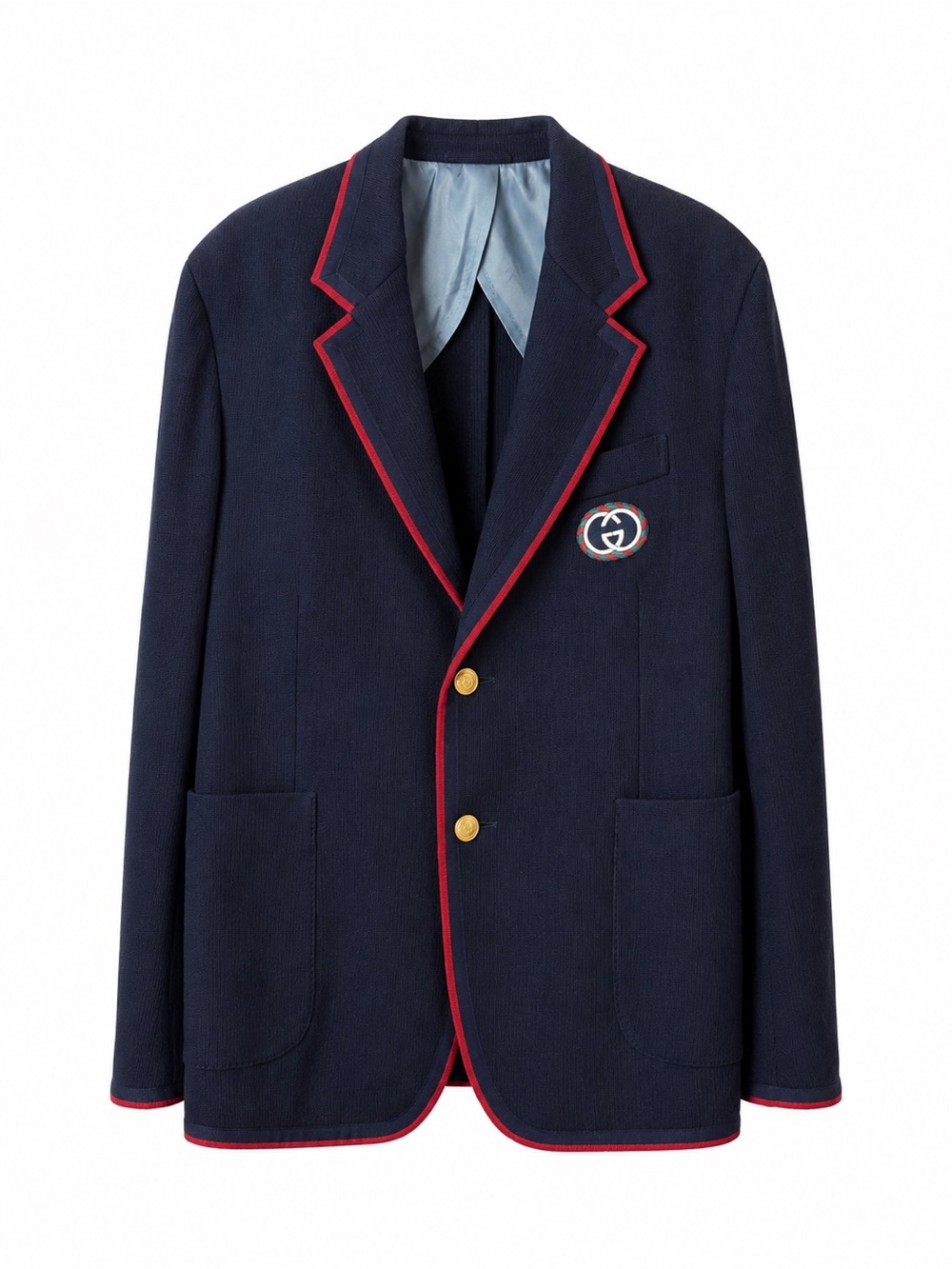 🚩steal Gucci Navy Blazer with Red Trim and Gold Buttons